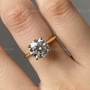 4 Ct Round Cut Moissanite Engagement Ring, Solitaire Moissanite Ring, Moissanite Wedding Ring, 4 Prong Promise Ring For Women, 4 Prong Ring