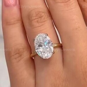 Oval Moissanite Hidden Halo Engagement Ring, 3 Ct Oval Certified Diamond Ring, Oval Shape Ring , Oval Diamond Ring. Halo Promise Ring