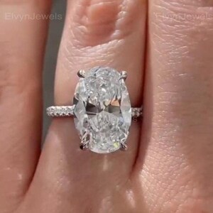 3 CT Oval Cut Moissanite Engagement Ring Half Eternity Wedding Ring Hidden Halo Ring 14k Gold Ring Oval Moissanite Promise Ring