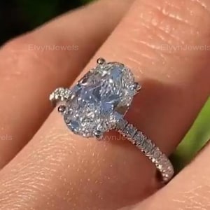 Oval Cut Moissanite Engagement Ring – 14K Solid Gold Solitaire with Hidden Halo, Unique Statement Ring, Proposal & Anniversary Gift for Her