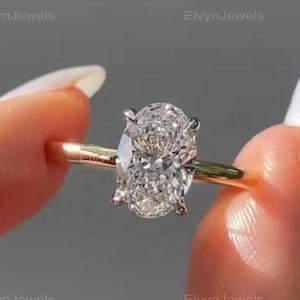 Vintage Hidden Halo 3 CT Oval Cut Moissanite Engagement Ring Diamond Wedding Ring Colorless Moissanite Ring Anniversary Ring for Gift