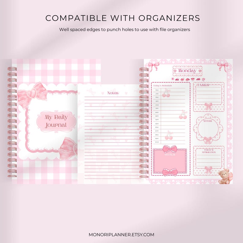 Coquette Daily Journal Planner Printable | Daily Planner Daily Schedule ...