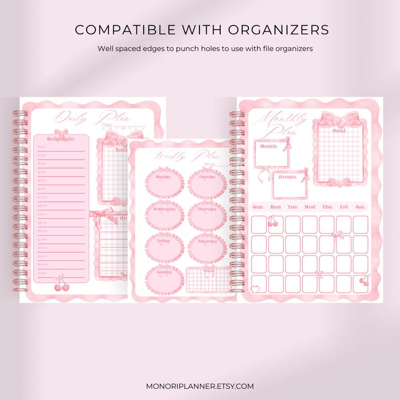 Cute Coquette Planner Printable Template | Daily Weekly Monthly ...