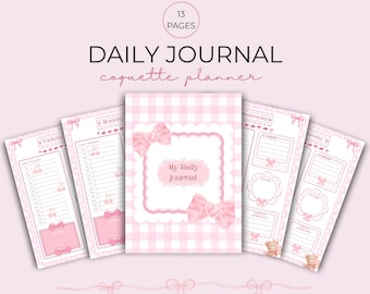 Coquette Daily Journal Planner Printable | Daily Planner Daily Schedule Plan To do List Planner Inserts Productivity Planner PDF A4 A5 |J017