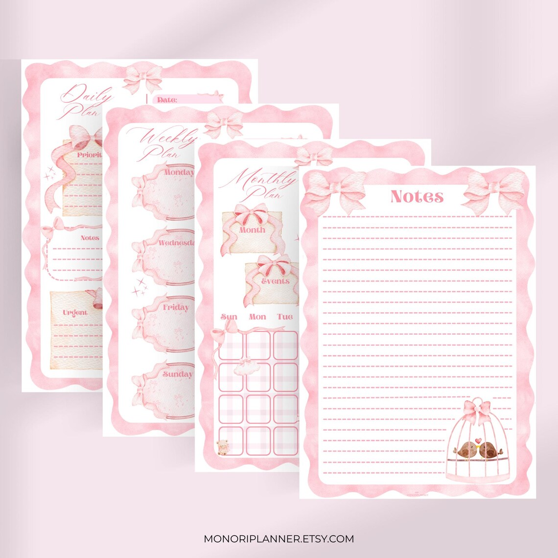 Coquette Planner Bundle | Daily Weekly Monthly Schedule to Do List ...