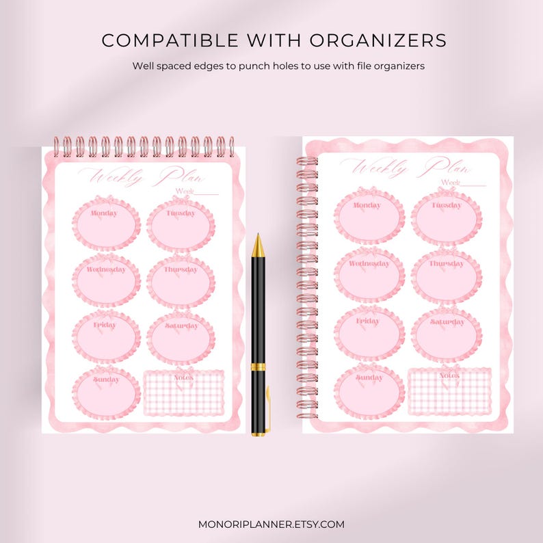 Cute Coquette Planner Printable Template | Daily Weekly Monthly ...