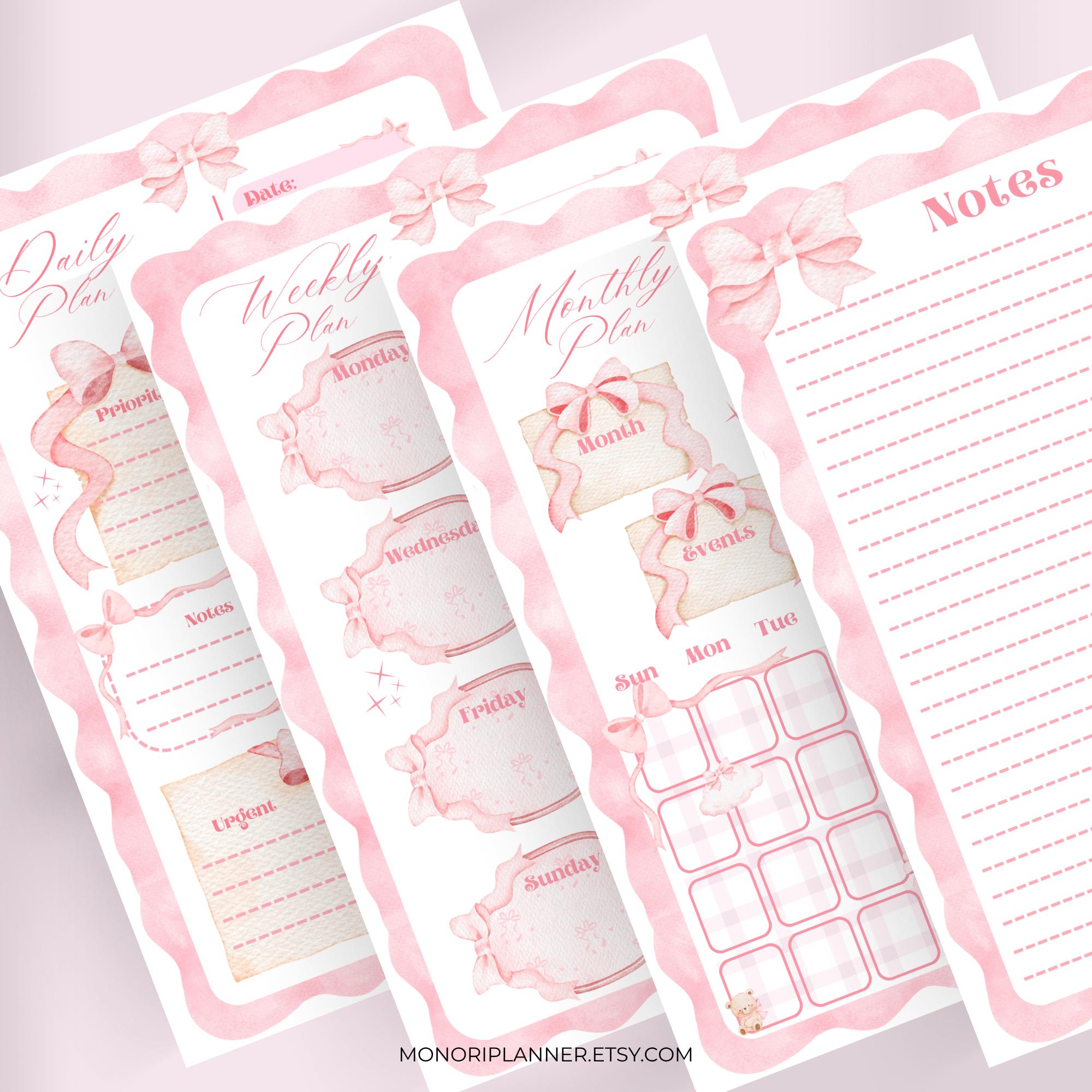 Coquette Planner Bundle | Daily Weekly Monthly Schedule to Do List ...