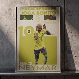 Neymar Jr Football Poster | Brazil Wall Art | Poster Or Digital Download Print