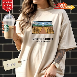 North Dakota Great Plains Pride Shirt Comfort Colors 1717 Retro Scenic State Tee Gift for Farmers Nature Lovers Travel Men Women Unisex Top