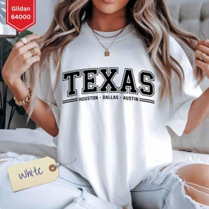 Texas City Shirt, Houston Dallas Austin T-Shirt, Minimalist Texas Pride Tee, Southern State Graphic Shirt, Western Retro Shirt