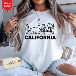 California Minimal Line Art Shirt, Trendy West Coast T-Shirt, Golden State Graphic Tee, Urban Streetwear Top for Travel Lovers