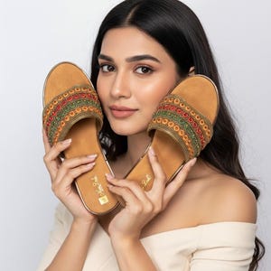 Handmade Beaded Wedge Sandals | Comfortable Faux Leather Heels wedding shoes