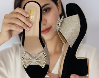 Zapatos de boda con cuña y tacón alto con purpurina dorada para mujer, zapatos de novia