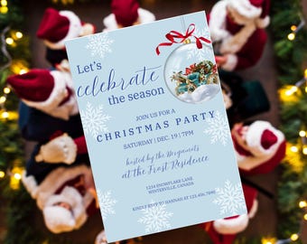 Invito alla festa di Natale Winterland, modello Canva modificabile