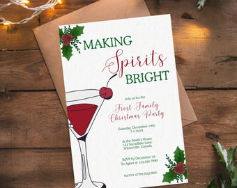 Rendere gli spiriti luminosi, invito per le feste, modello Canva modificabile, invito per la festa di Natale, modelli stampabili