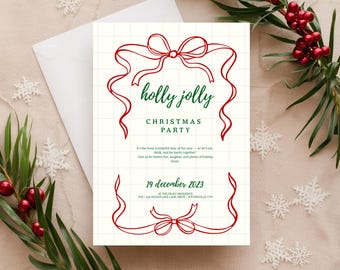 Inviti per le feste, invito allegro per le feste, modello Canva modificabile, invito per la festa di Natale, modelli stampabili