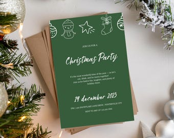 Invito di Natale, Inviti per le feste, Modello Canva modificabile, Invito per la festa di Natale, Modelli stampabili