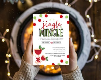 Invito per le feste, Jingle & Mingle, modello Canva modificabile