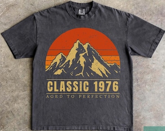 Classic 1976 Aged to Perfection T-Shirt, 50th Birthday Gift for Him, Retro Mountain Tee, Comfort Colors Vintage Born 1976 Unisex Tshirt