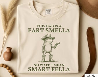 Smart Fella Fart Smella papa grenouille, cadeau drôle de fête des pères pour mari, t-shirt blague papa, confort couleurs vintage cowboy grenouille t-shirt unisexe