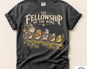 Fellowship Of The Wing Shirt - Comfort Colors Bird Fantasy Tee - Birdwatcher Adventure Party Art - Funny Birder Nature Lover Gift Tee