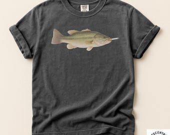 Bass Fish Smoking Cigarette Shirt, Funny Fishing Meme Comfort Colors Tee, Weird Fish Gift for Him Her, Absurd Shitpost Unisex Graphic Top