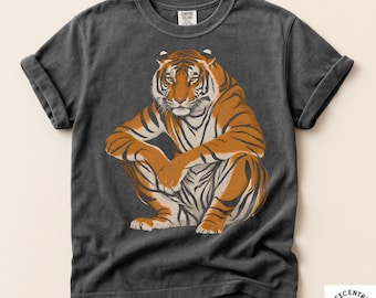 Funny Tiger Arms Crossed T-Shirt, Vintage Big Cat Art Tee, Tiger Lover Gift, Retro Wildlife Graphic Shirt, Comfort Colors Unisex Tshirt