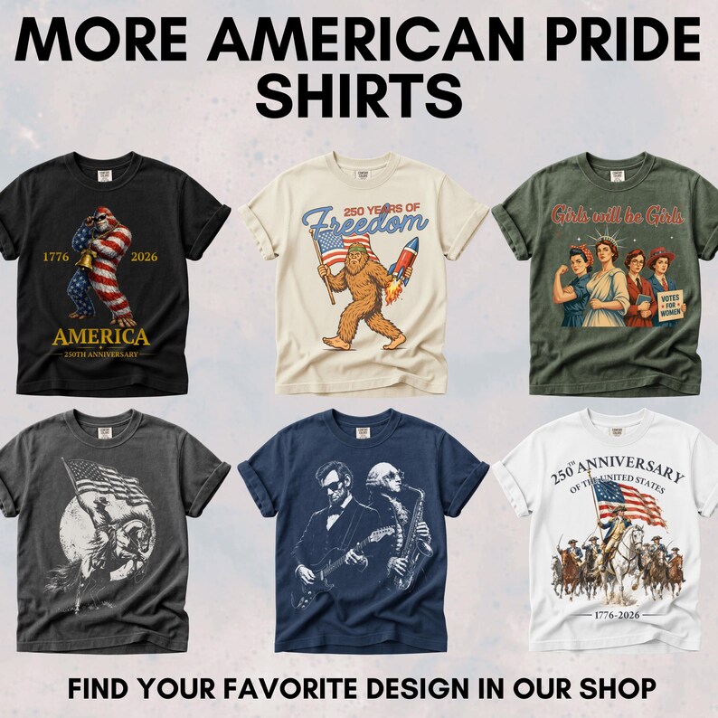 Bigfoot America 250 Shirt 250 Years of Freedom Tee Patriotic Sasquatch Shirt Funny 4th of July Shirt 1776 2026 USA Shirt Bild 7