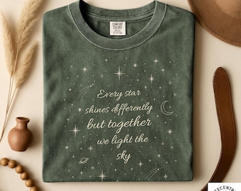 Comfort Colors Teacher Shirt - Every Star Shines Differently Together We Light the Sky Tee - Inspirational Classroom Teacher Gift