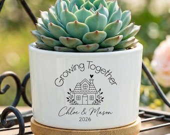 Personalized New Home Plant Pot, Custom New Home Gift for Couples, New Homeowner Gifts, Engagement Gift, Housewarming Gift, Plant Lover Gift