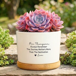 Custom Teacher Planter Pot, Thank You Teacher Gift, Teacher Appreciation Gift, End of Year Teacher Gift, Classroom Desk Decor, Mentor Gift