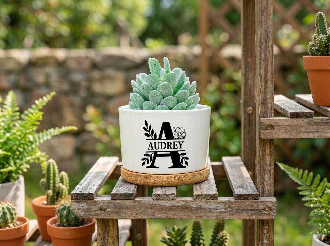 Personalized Monogram Flower Pot, Custom Initial Planter Gift for Her ...