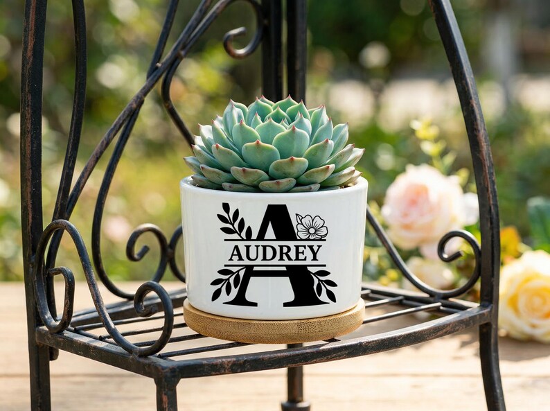 Personalized Monogram Flower Pot, Custom Initial Planter Gift for Her ...
