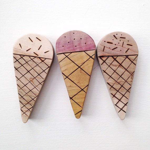 Items similar to CUSTOM WOOD TEETHER ice cream cone baby wooden waldorf