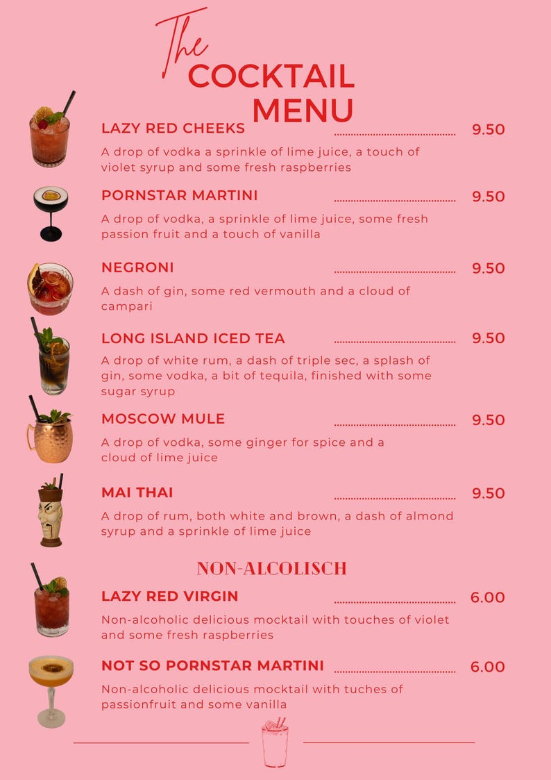 Printable Cocktail Menu Template | Editable Bar Menu PDF | Wedding ...