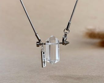 Clear Quartz Arrow Necklace Double Terminated Crystal Point Pendant Minimalist Spiritual Jewelry Intentional Clarity Gift for Her Daily Wear