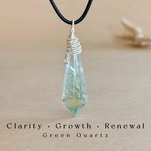 Green Quartz Necklace Crystal Pendulum Natural Stone Point Pendant Wire Wrapped 2 in 1 Detachable Boho Jewelry Spiritual Gift for Her Him