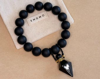 Black Obsidian Perfume Bottle Beaded Bracelet Crystal Point Grounding Protection Spiritual Aromatherapy Jewelry Gift for Her Fragrance Lover