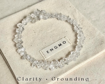 Raw Herkimer Diamond Cuff Bracelet Crystal Bangle Double Terminated Quartz Minimalist Stackable Jewelry Intentional Gift for Her Birthday