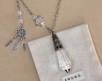 Bergkristalketting Kristallen punthanger ketting Wichelroedelopen 2-in-1 energiebalans steen kruinchakra sieraden cadeau voor haar meditatie