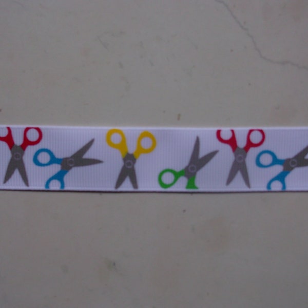 Back to School scissors on 7/8" grosgrain ribbon
