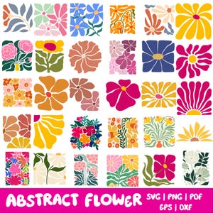 Abstract flower svg and png bundle, danish flower svg, retro flower svg, boho flower svg, floral png, boho floral png svg, groovy flower svg