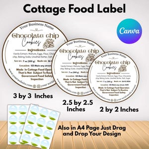 Cottage Food Label Template: Home Baked Cookies, Editable Canva Design (Digital Download)