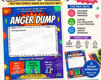 Arbeitsblatt zum Umgang mit Wut für Kinder | Emotionales Bewusstsein Printable | Soziale emotionale Lernaktivität | Klassenzimmer | Beratung