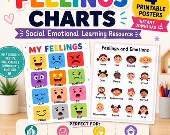 Kinder Gefühle Diagramm | Emotionsregulierungs-Tool | SEL Printable (Digitaler Download)