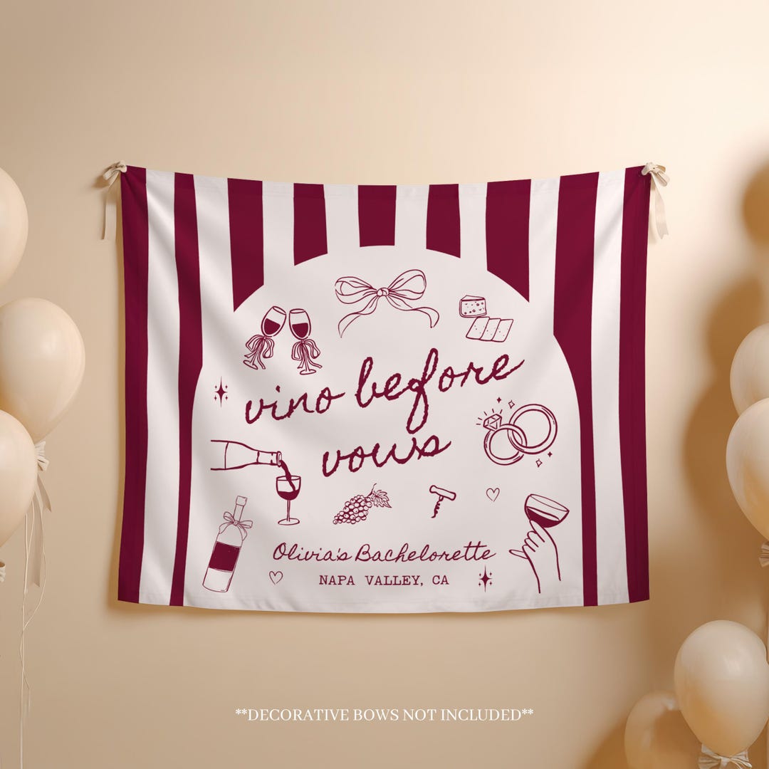 Vino Before Vows Banner: Custom Bachelorette Decor, Winery Party Sign ...