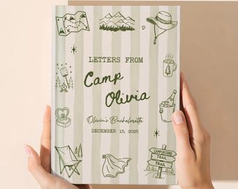 Letters From Camp Bach: Custom Camp Bach Guest Book, Personalized Memory Book, Bachelorette Keepsake - BT11B