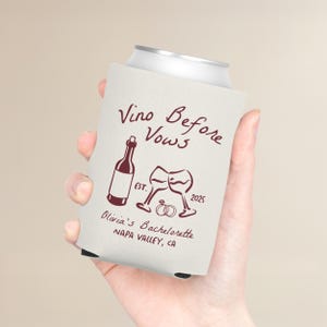 Vino Before Vows Bachelorette Can Cooler: Personalized Koozies Party Favor - B3