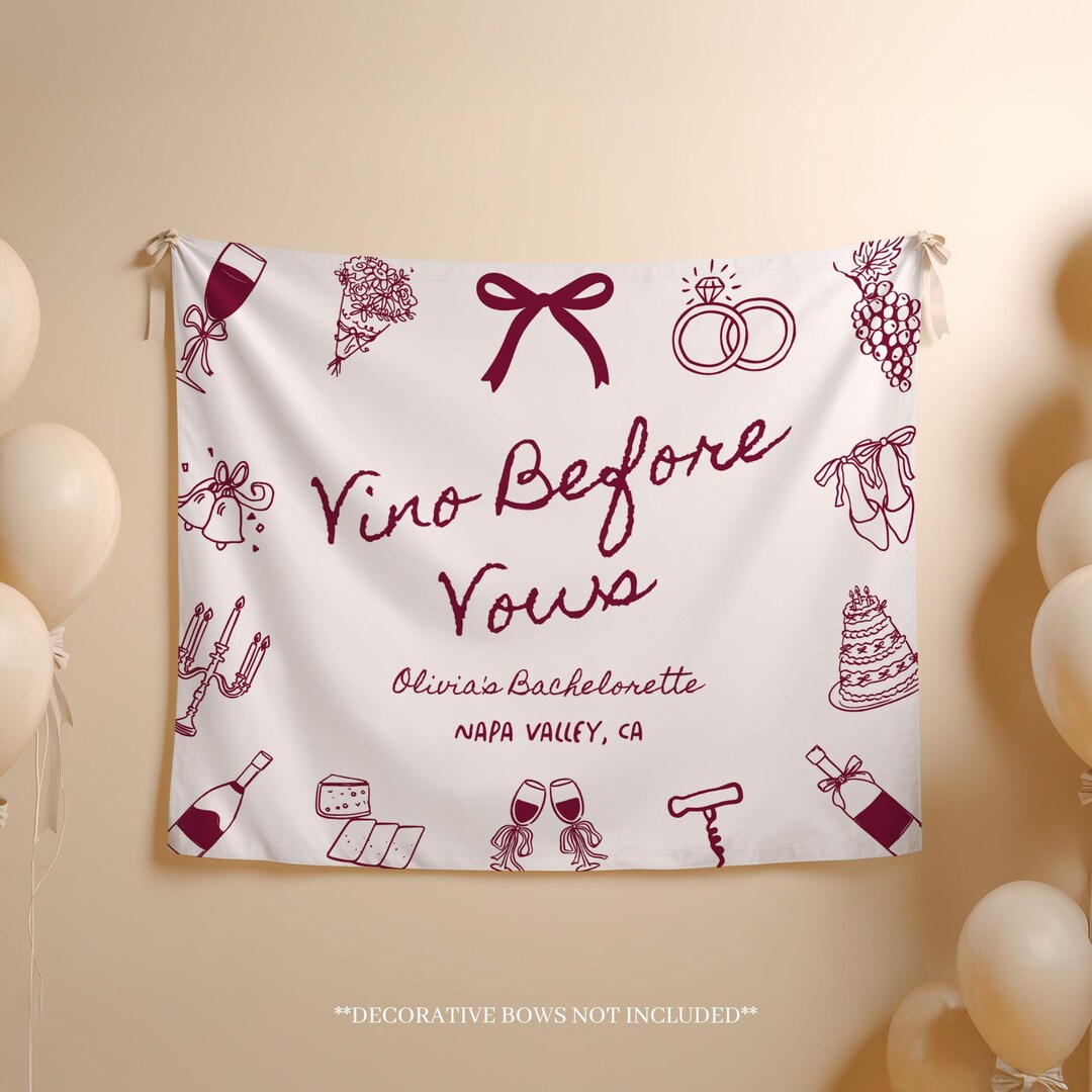 Vino Before Vows Banner: Personalized Wine Themed Bachelorette Backdrop ...