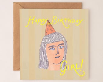 HAPPY BIRTHDAY, GIRL | Birthday Card, Cute Greeting Card, Birthday Card for Her